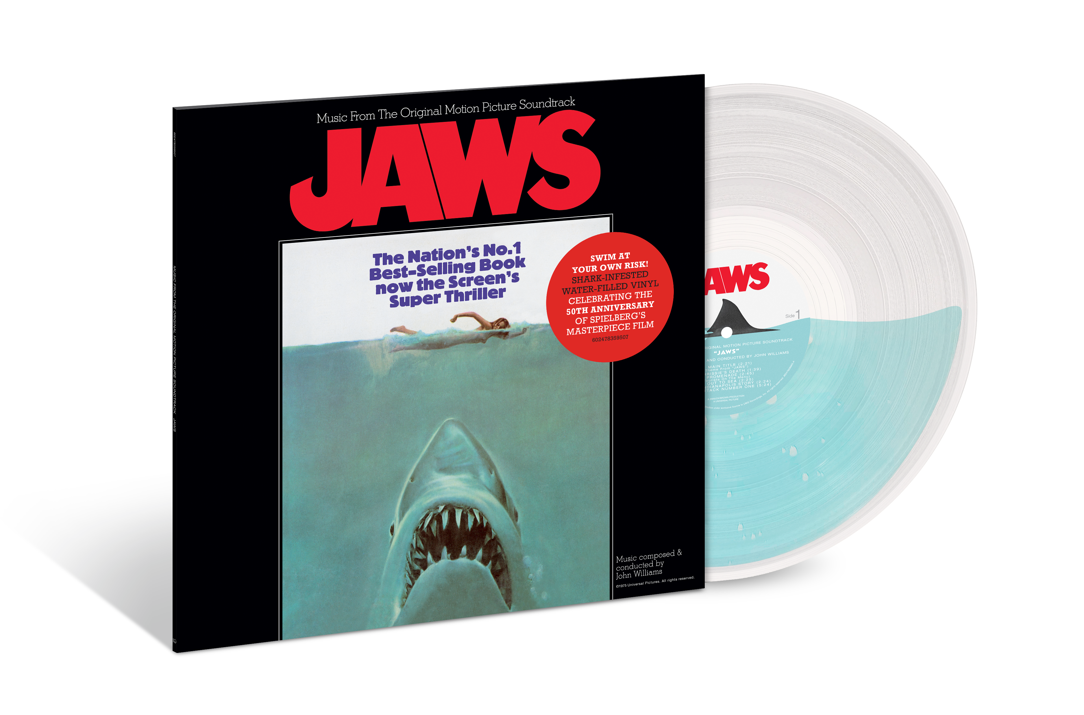 John Williams - Jaws (Music From The Original Motion Picture Soundtrack) - Vinyle liquide "Shark-Infested" Water Filled LP