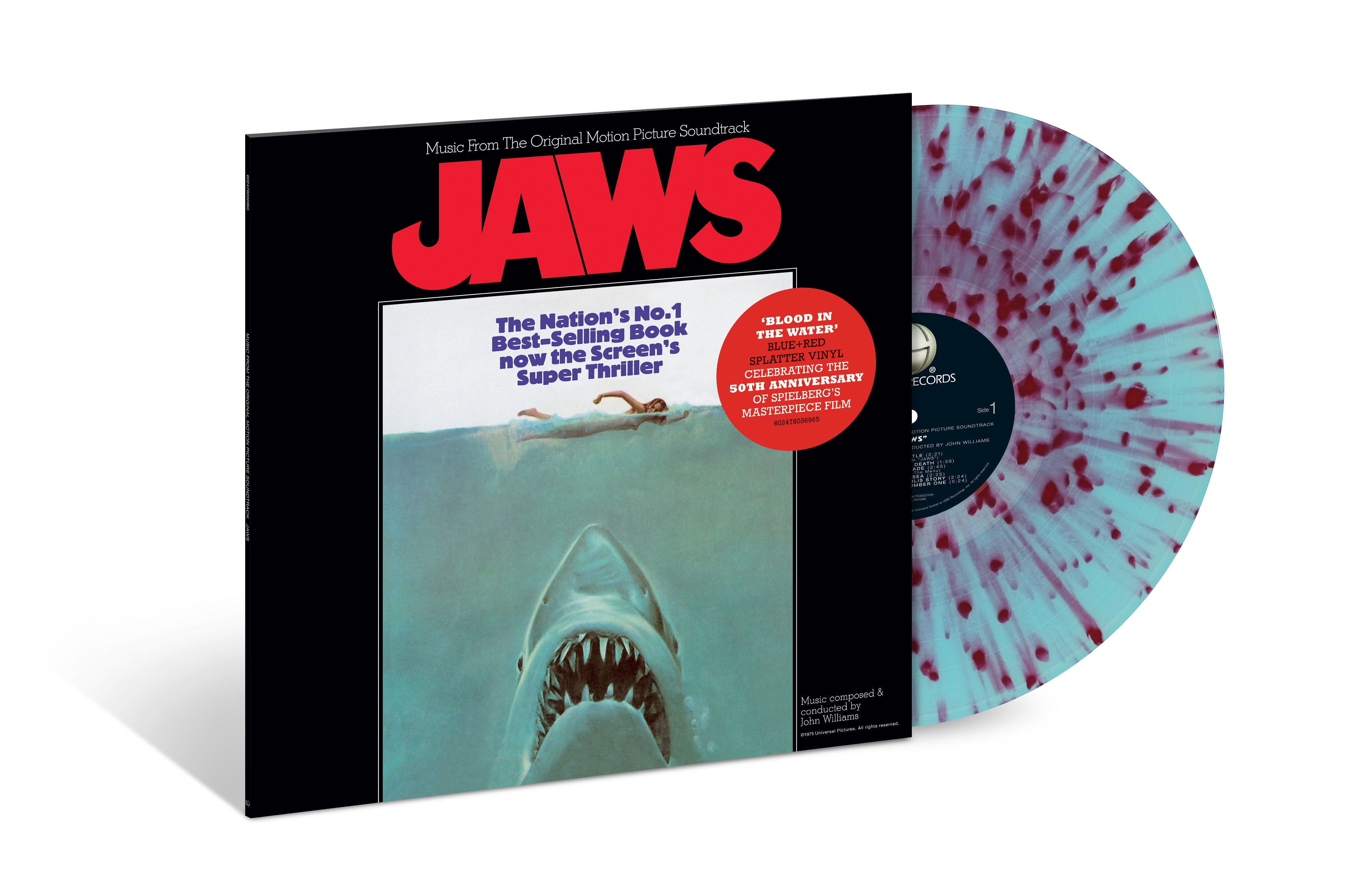 John Williams - Jaws (Music From The Original Motion Picture Soundtrack) - Vinyle Splatter Bleu et Rouge "Blood in the Water"