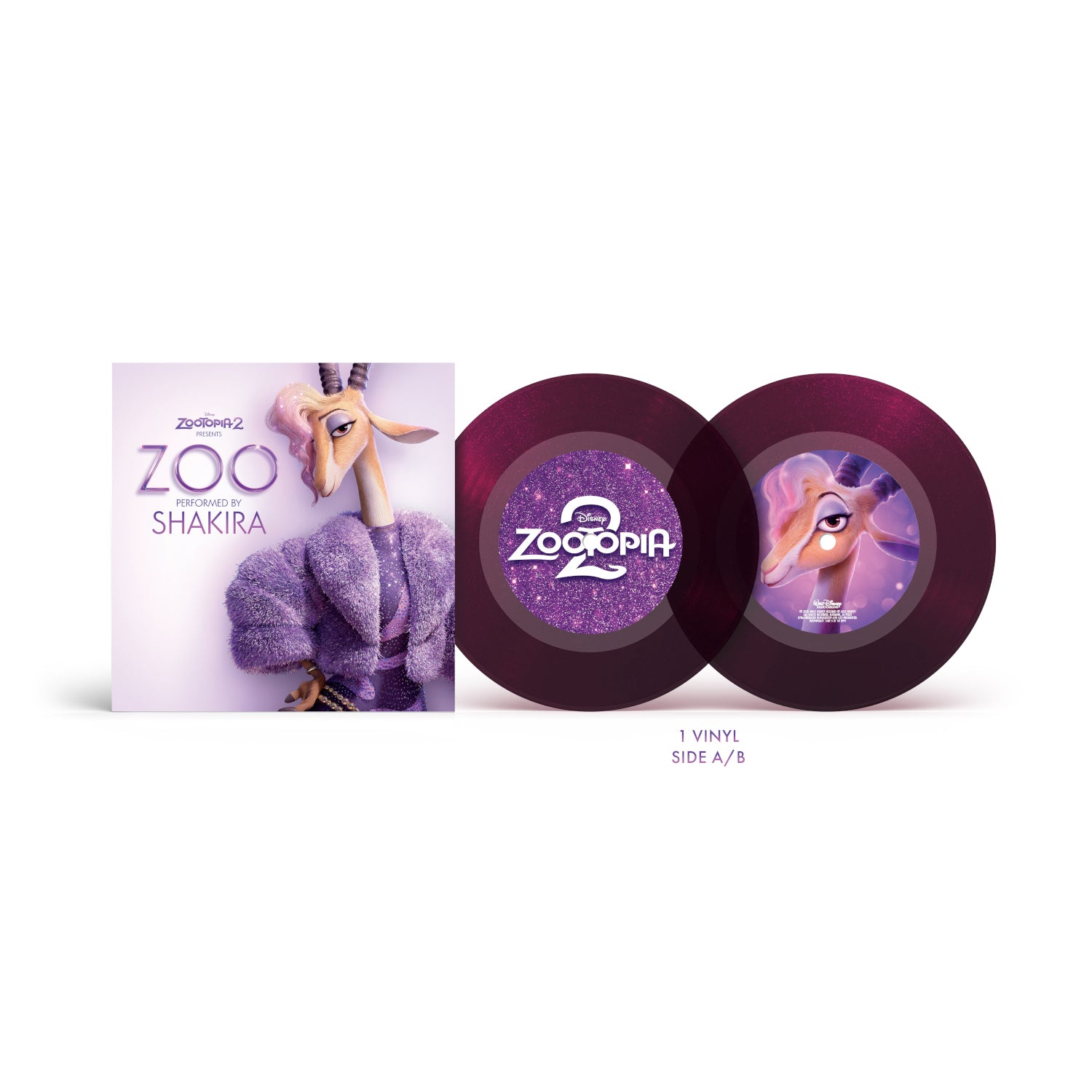 Shakira - Zoo (Extrait de Zootopie 2) - Vinyle 45T Violet pailleté translucide