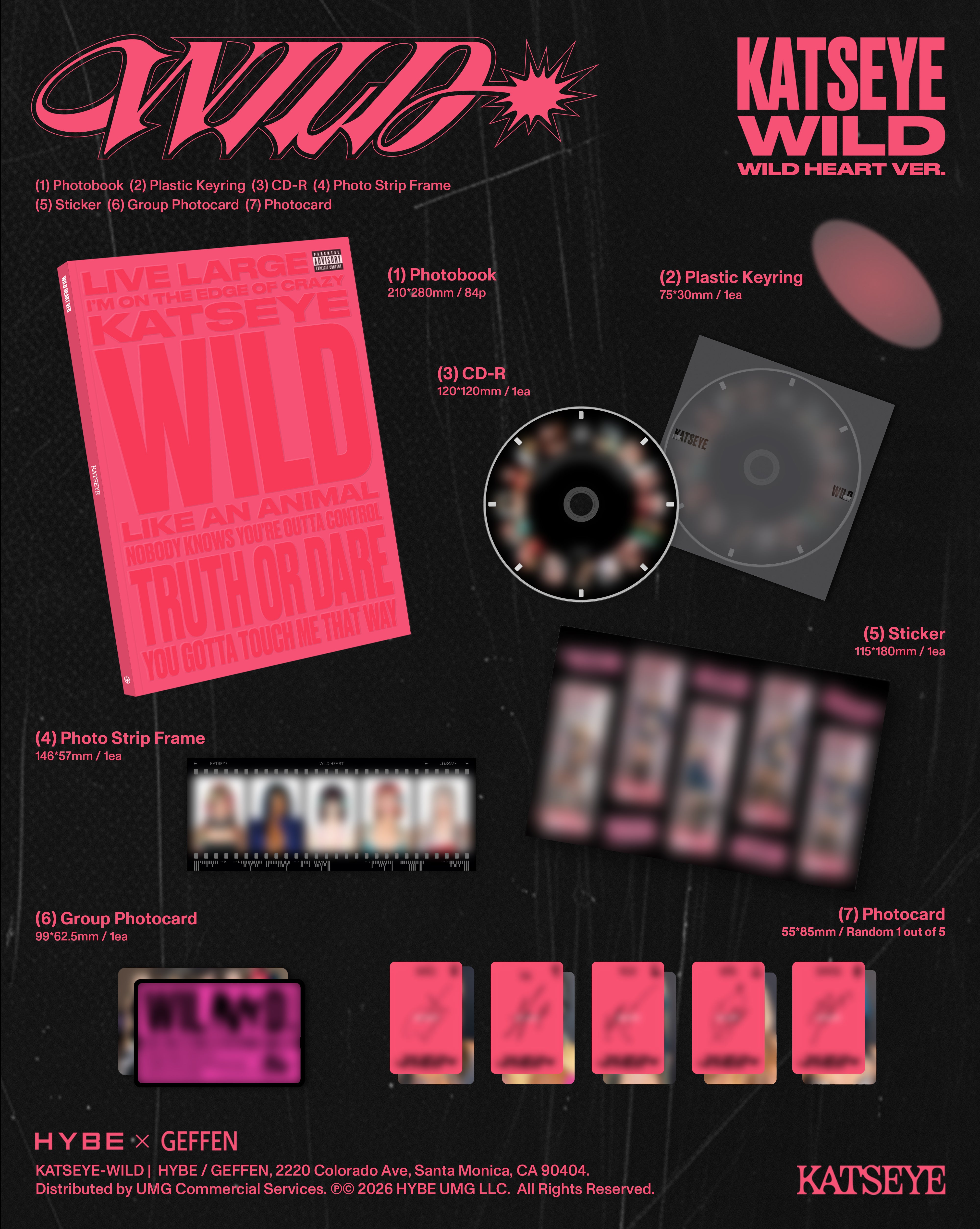KATSEYE - WILD - Wild heart ver. - CD + Artcard dédicacée