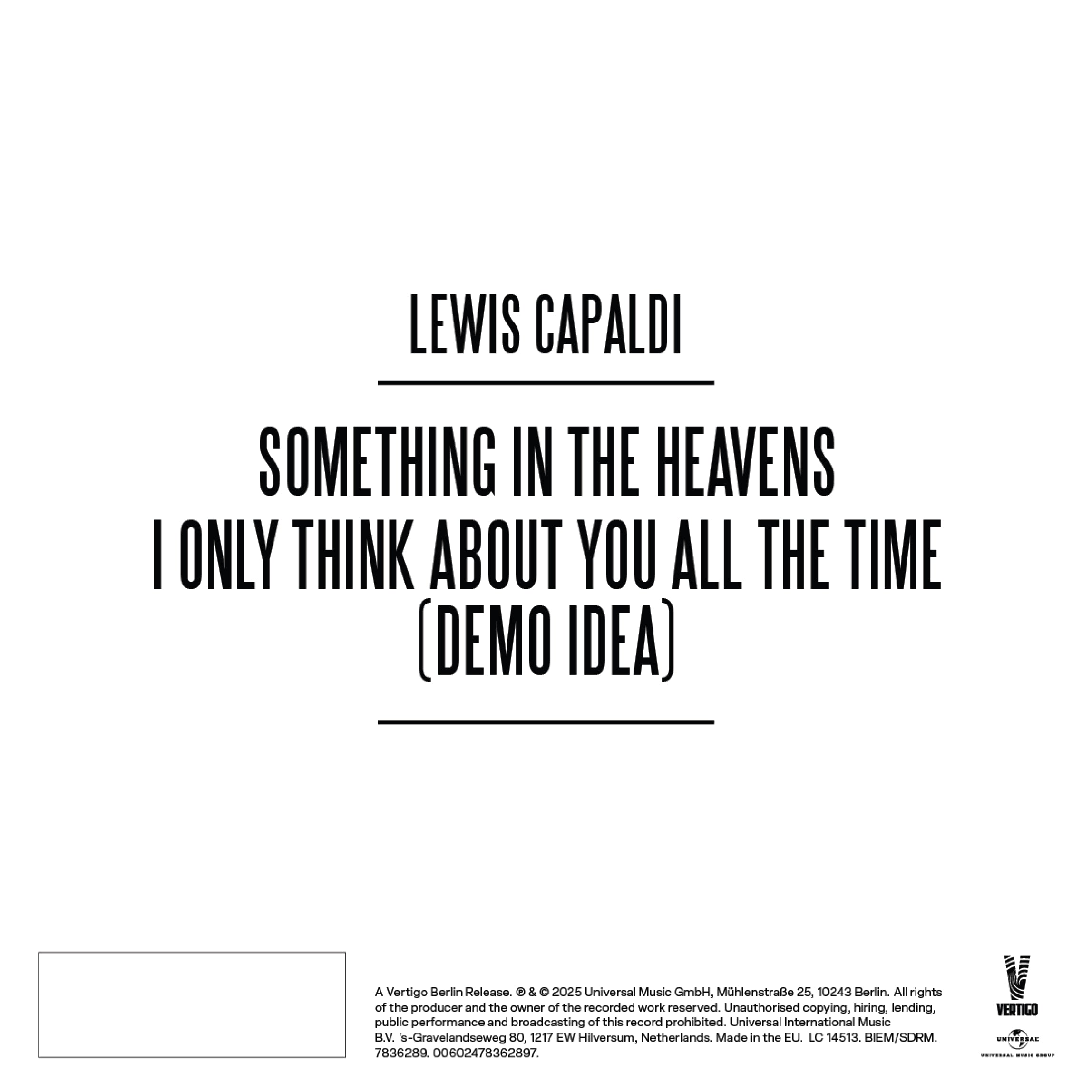 Lewis Capaldi - Something In The Heavens - Lyrics CD