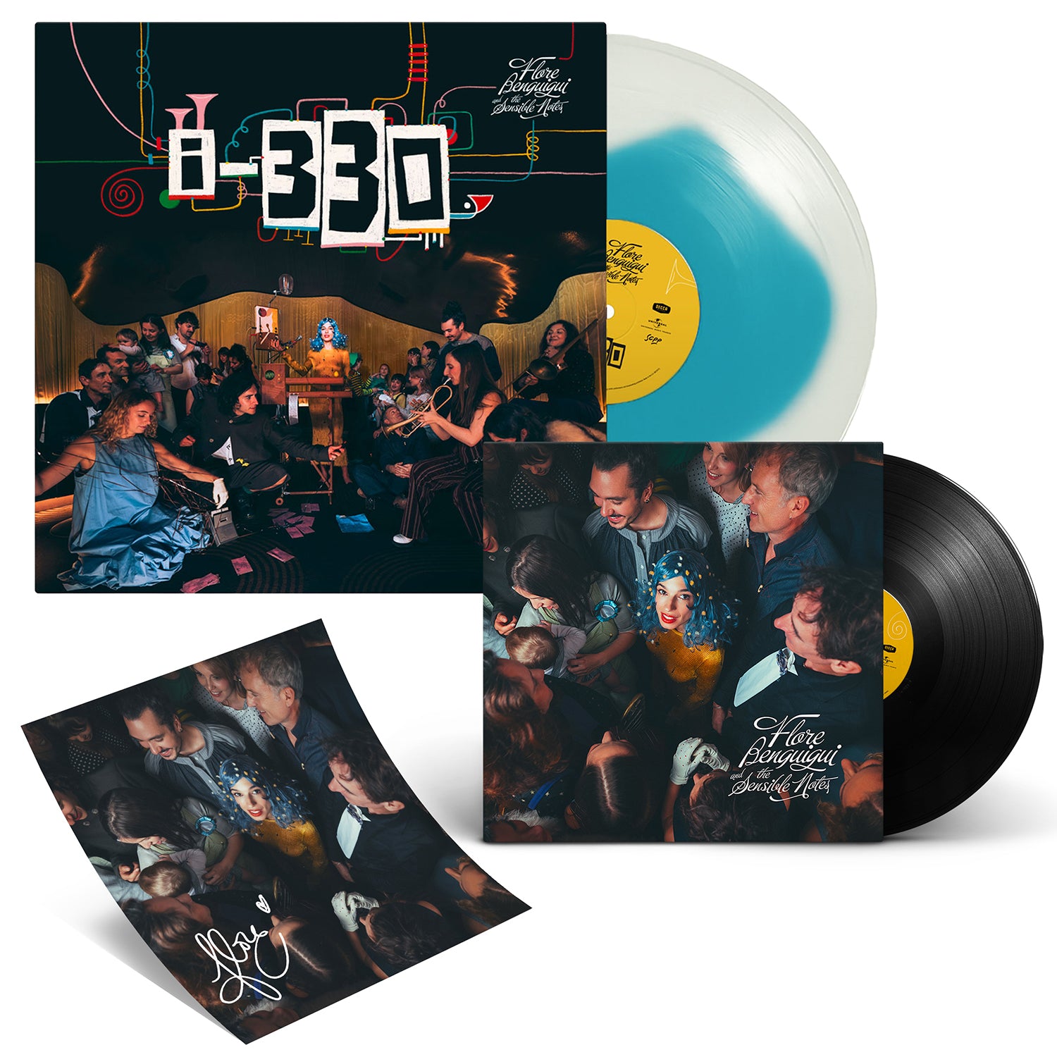 Flore Benguigui & The Sensible Notes - i-330 - Vinyle Couleur Bleu & Transparent + Vinyle 45T + Carte dédicacée