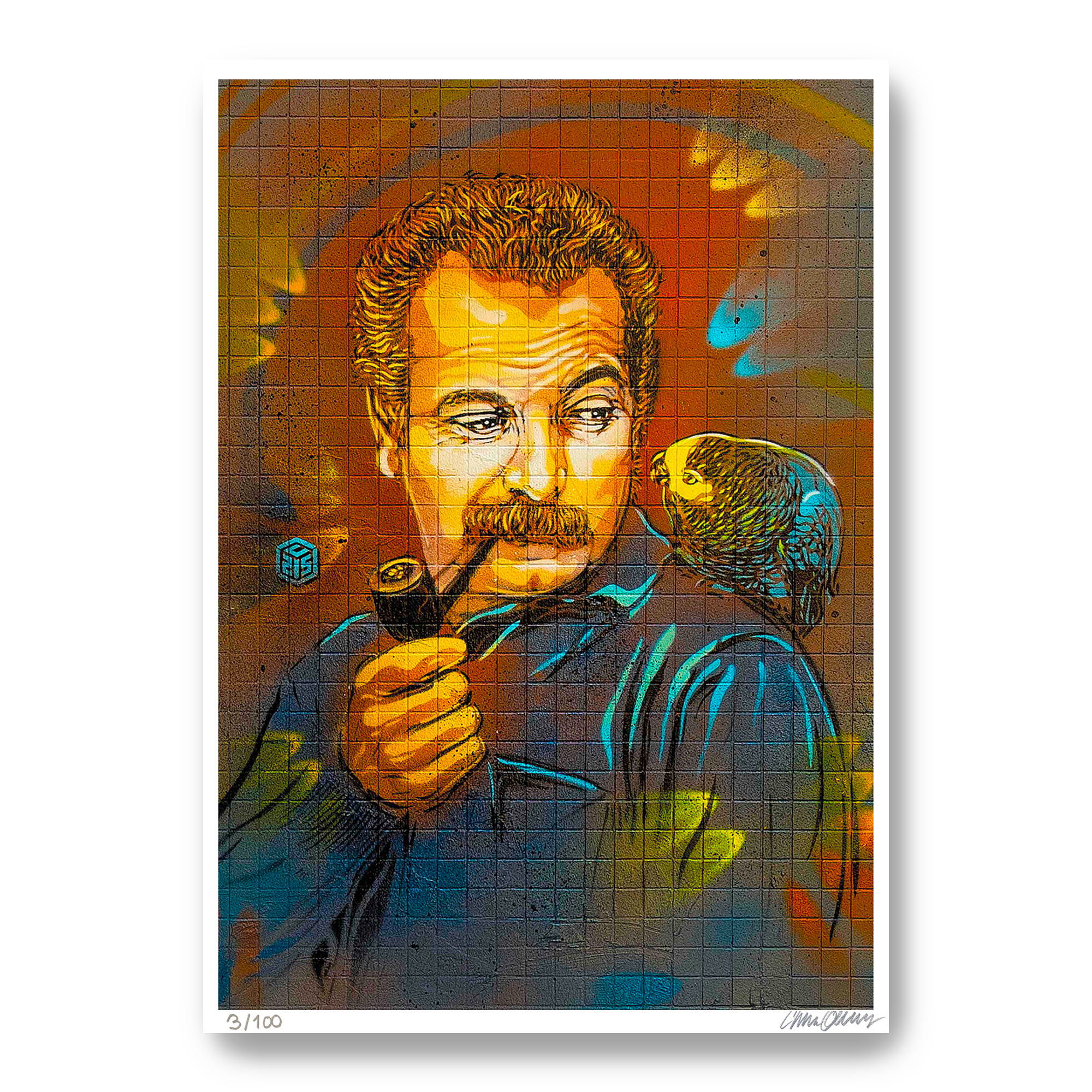 Georges Brassens - Lithographie numérotée et dédicacée par C215