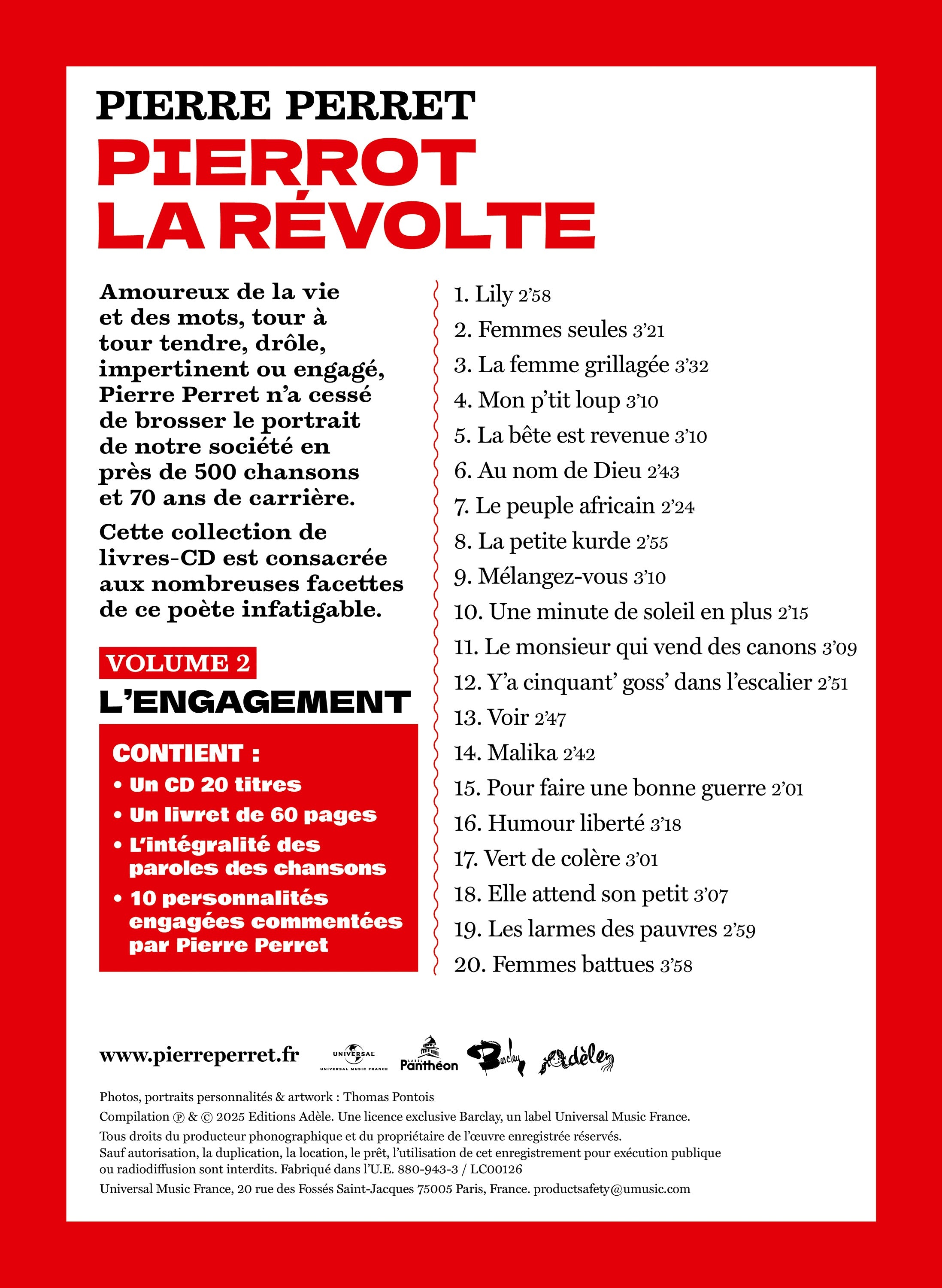 Pierre Perret - Pierrot La Révolte - Livre-Disque Dédicacé