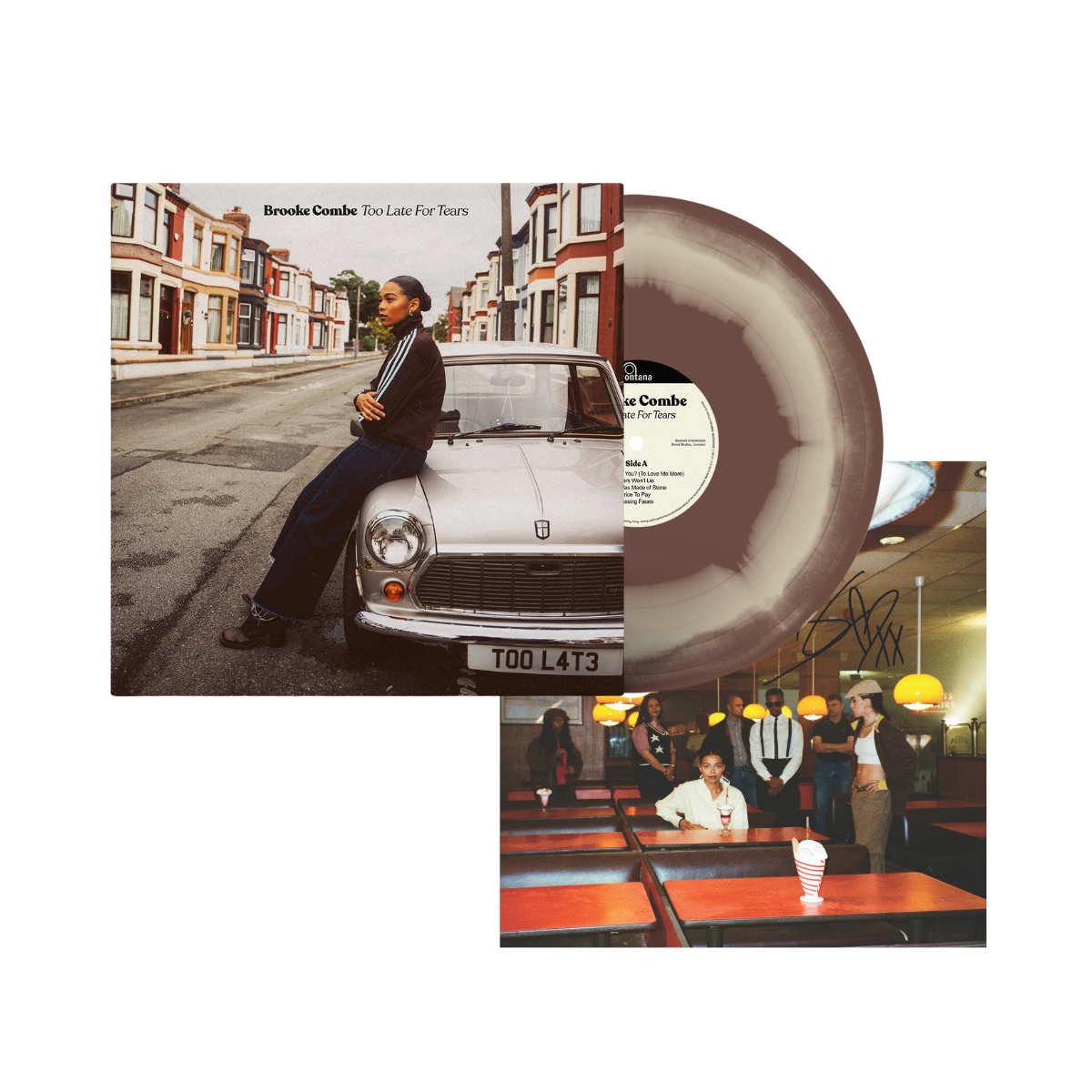 Brooke Combe - Too Late For Tears - Vinyle Édition Limitée 'Brown & Cream Swirl' (Exclusivité store) + Carte dédicacée