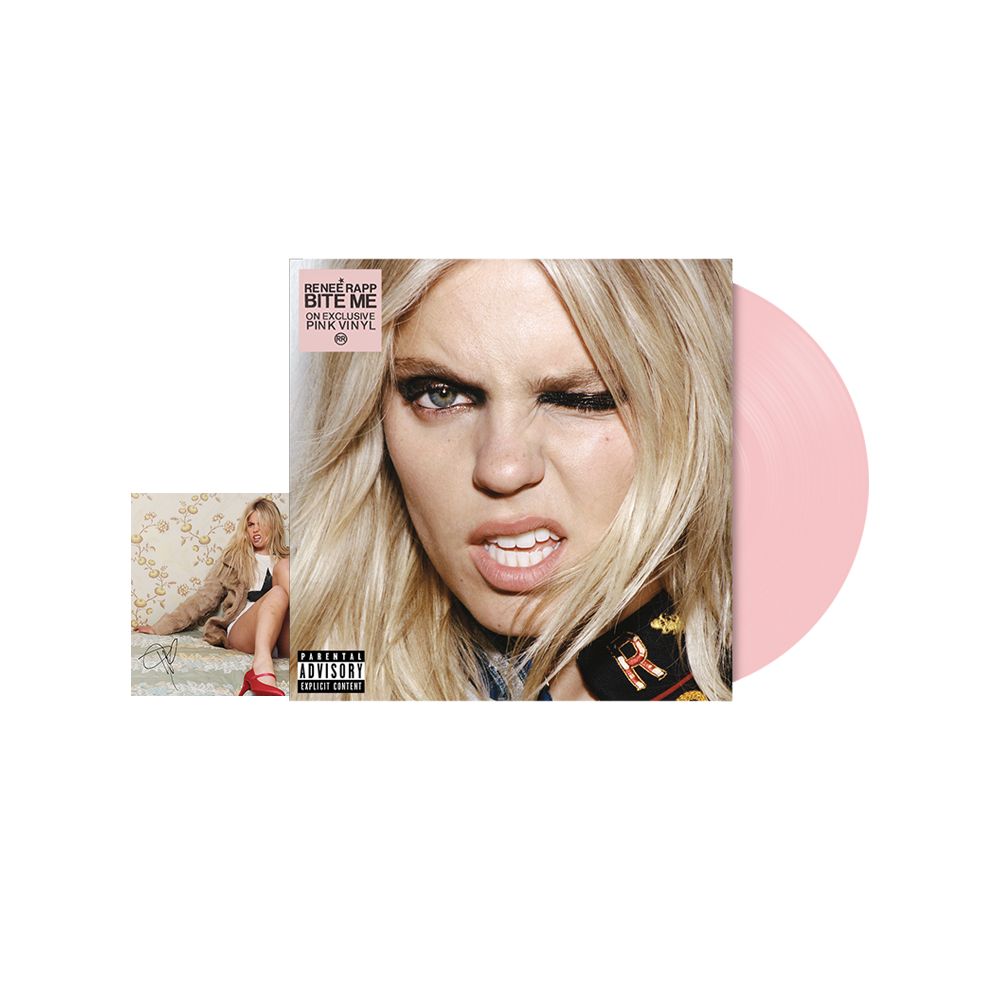 Reneé Rapp - BITE ME - Vinyle exclusif Splatter Baby Pink Cover alternative + Carte dédicacée